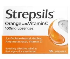 Strepsils Orange with Vitamin C (100mg) 36 Lozenges